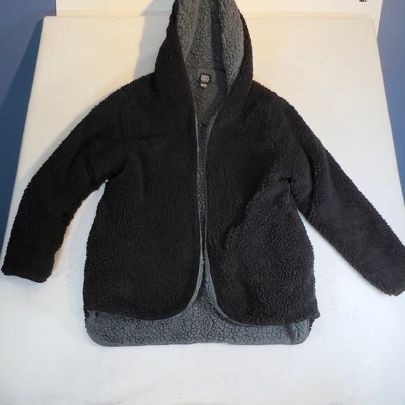 BDG Urban Outfitters Fleece Hoodie Uni XS/S Black Grey Fluffy Thick Wrap Blanket - Picture 3 of 16